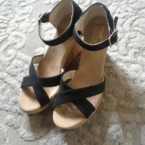 Black Cork Wedges Toms "Sienna"